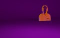 Orange Hockey judge, referee, arbiter icon isolated on purple background. Minimalism concept. 3d illustration 3D render