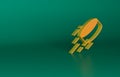 Orange Hockey puck icon isolated on green background. Minimalism concept. 3D render illustration