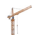 Dark orange industrial hoisting crane isolated on white Royalty Free Stock Photo