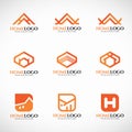 Orange home logo vector set art design
