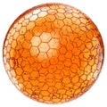 Orange honey ball with honeycomb pattern