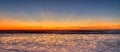 Orange Horizon: Tranquil Sunset over Surfers Paradise, Queensland Royalty Free Stock Photo