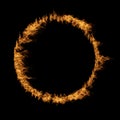 Orange hot raging blaze of fire, circle round ring flame shape Royalty Free Stock Photo