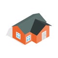 Orange house icon, isometric 3d style