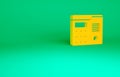 Orange House intercom system icon isolated on green background. Minimalism concept. 3d illustration 3D render Royalty Free Stock Photo