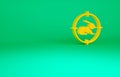 Orange Hunt on rabbit with crosshairs icon isolated on green background. Hunting club logo with rabbit and target. Rifle Royalty Free Stock Photo
