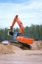 Orange Hydraulic Excavator Civil Construction