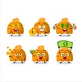 Orange ice cream scoops cartoon character with cute emoticon bring money Royalty Free Stock Photo