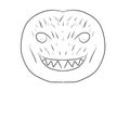 Orange icon art with angry and aggressive smile
