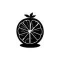 Orange Icon hand draw black thanksgiving fruit colour logo symbol perfect Royalty Free Stock Photo