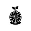 Orange Icon hand draw black thanksgiving fruit colour logo symbol perfect Royalty Free Stock Photo