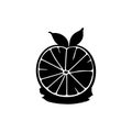 Orange Icon hand draw black thanksgiving fruit colour logo symbol perfect Royalty Free Stock Photo