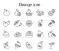 Orange icon set in thin line style Royalty Free Stock Photo