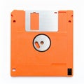 Orange 3.5 Inch Floppy Disk with Silver Metal Shutter Isolated on White diskette storage Royalty Free Stock Photo