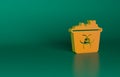 Orange Infectious waste icon isolated on green background. Tank for collecting radioactive waste. Dumpster or container Royalty Free Stock Photo