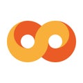 Orange infinity symbol icon. 3D-like design effect. Vector illustration Royalty Free Stock Photo