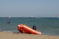 Orange inflated boat