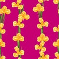 Orange Iris Flower on Pink Background. Vector Illustration Royalty Free Stock Photo