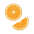 Orange isolated and half cut orange. Vector Royalty Free Stock Photo