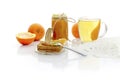 The orange jam on rusks and tea Royalty Free Stock Photo