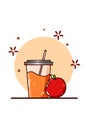 Orange juice and red apple cartoon illustration Royalty Free Stock Photo