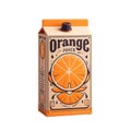 Orange juice carton box isolated on white transparent background Royalty Free Stock Photo