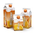 Orange juice carton cardboard box pack isolated on white background. Royalty Free Stock Photo