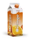 Orange juice carton cardboard box pack isolated on white background. Royalty Free Stock Photo