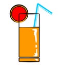 Orange juice cartoon sticker in retro style