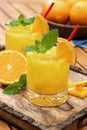 Orange juice cocktail with mint and orange slices Royalty Free Stock Photo