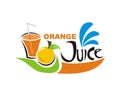 Orange juice cup design logo vector - fruit drink Royalty Free Stock Photo