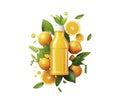 Orange juice drink bottle mockup in 3d illustration on transparent background, generative AI Royalty Free Stock Photo