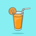Orange juice drink in glass and citrus fruit Cartoon Vector Illustration Royalty Free Stock Photo