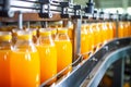 Orange juice factory production line farm plastic bottles glass tasty drink vegan vegetarian sugary healthy organic