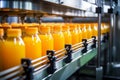 Orange juice factory production line farm plastic bottles glass tasty drink vegan vegetarian sugary healthy organic