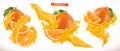 Orange juice. Fresh fruit 3d vector icon