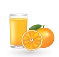Orange juice with a fresh oranges beside the glass Royalty Free Stock Photo