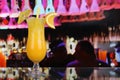 Orange juice fruit cocktail in a bar with copy space Royalty Free Stock Photo