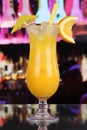 Orange juice fruit cocktail in a bar Royalty Free Stock Photo