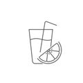 Orange juice fruit glass cup line icon, grapefruit juice Vector drink symbol isolated illustration