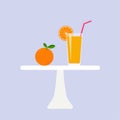 Orange juice and orange fruit on table Royalty Free Stock Photo