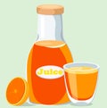 orange juice in a glass bottle