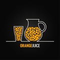 Orange juice glass bottle line design background