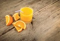 Orange juice in a glass. Citrus fruit drink