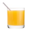 Orange juice glass, Citrus fruit drink white background clipping path Royalty Free Stock Photo