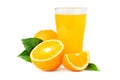 orange  juice in glass with fruit isolate on white background Royalty Free Stock Photo