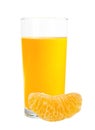 Orange juice in the glass and fruit slice isolated on white Royalty Free Stock Photo