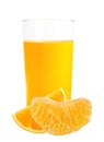 Orange juice in the glass and fruit slice isolated on white Royalty Free Stock Photo