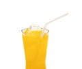 Orange juice glass isolated on white background and clipping path Royalty Free Stock Photo