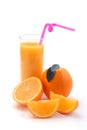Orange juice in a glass and an orange Royalty Free Stock Photo